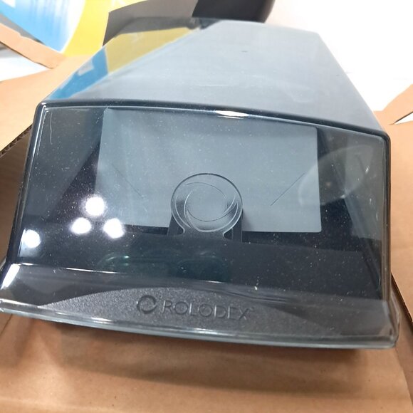 NEW Rolodex 67262 Covered business Card File black storage case lid & 200 cards - Picture 10 of 11